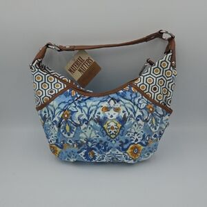 Blue and Brown Patterned Women's Bag